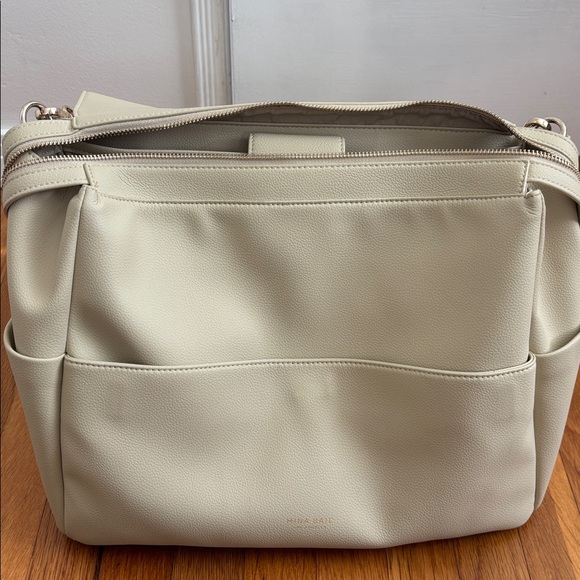 Mina Baie Winnie Midi Diaper Bag Crema w/ Stroller Straps - Picture 11 of 16